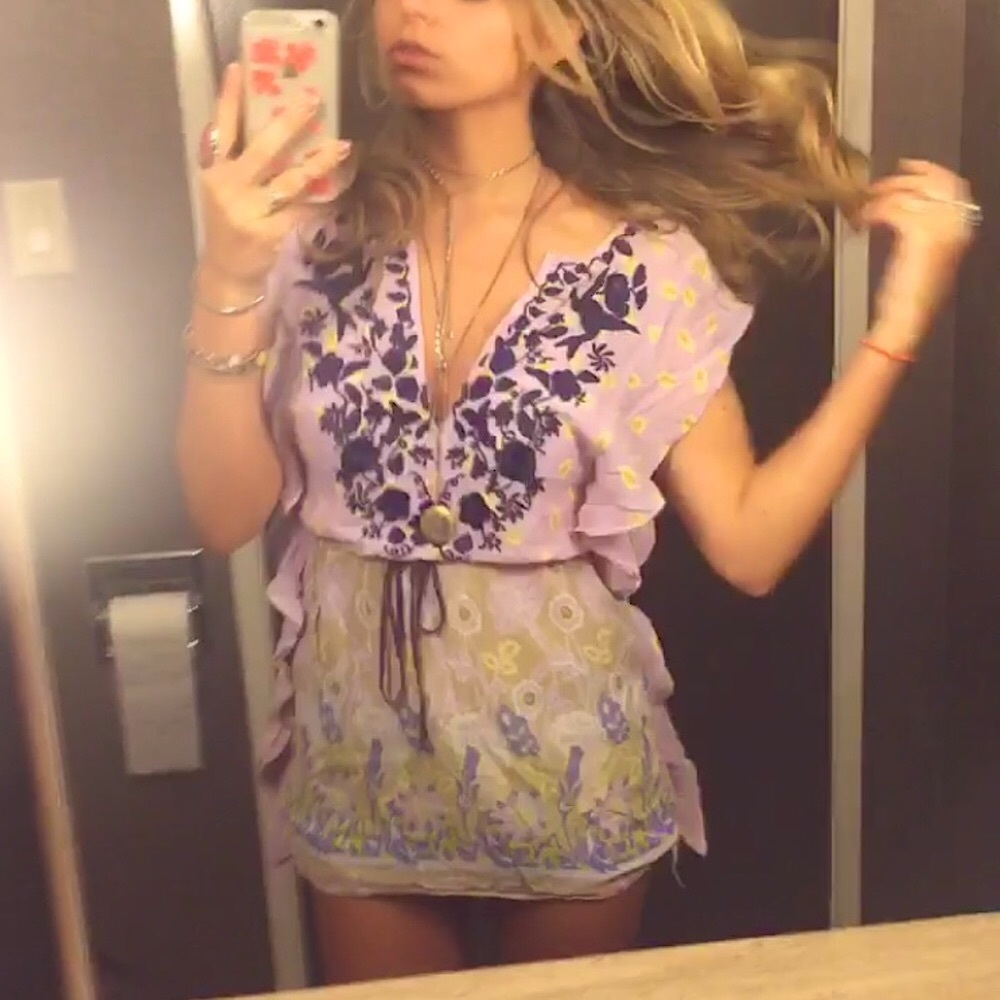 Free People: Lilac Floral Embridered Dress